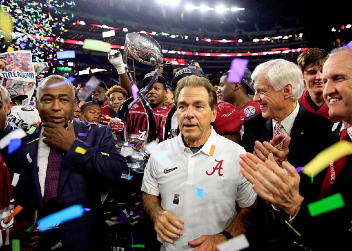 Tide trample Spartans, back in title game